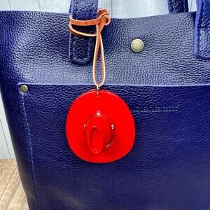 Western Leather Purse Charm Red Cowboy Hat Bag Charm NeW FAST SHIP